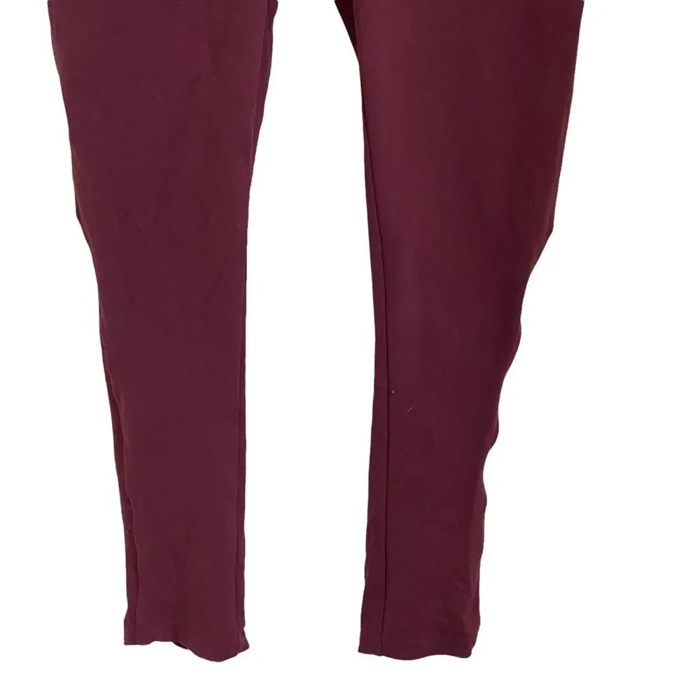 FP Movement XS Cropped Leggings Lace Up Back Maroon Free People